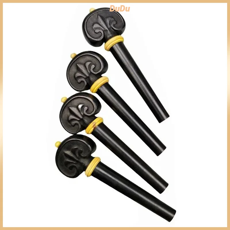 1 Set Violin Tuning Pegs, Ebony & Jujube Wood Carved Tuners, Fiddle String Pegs Violin Replacement Instrument Parts