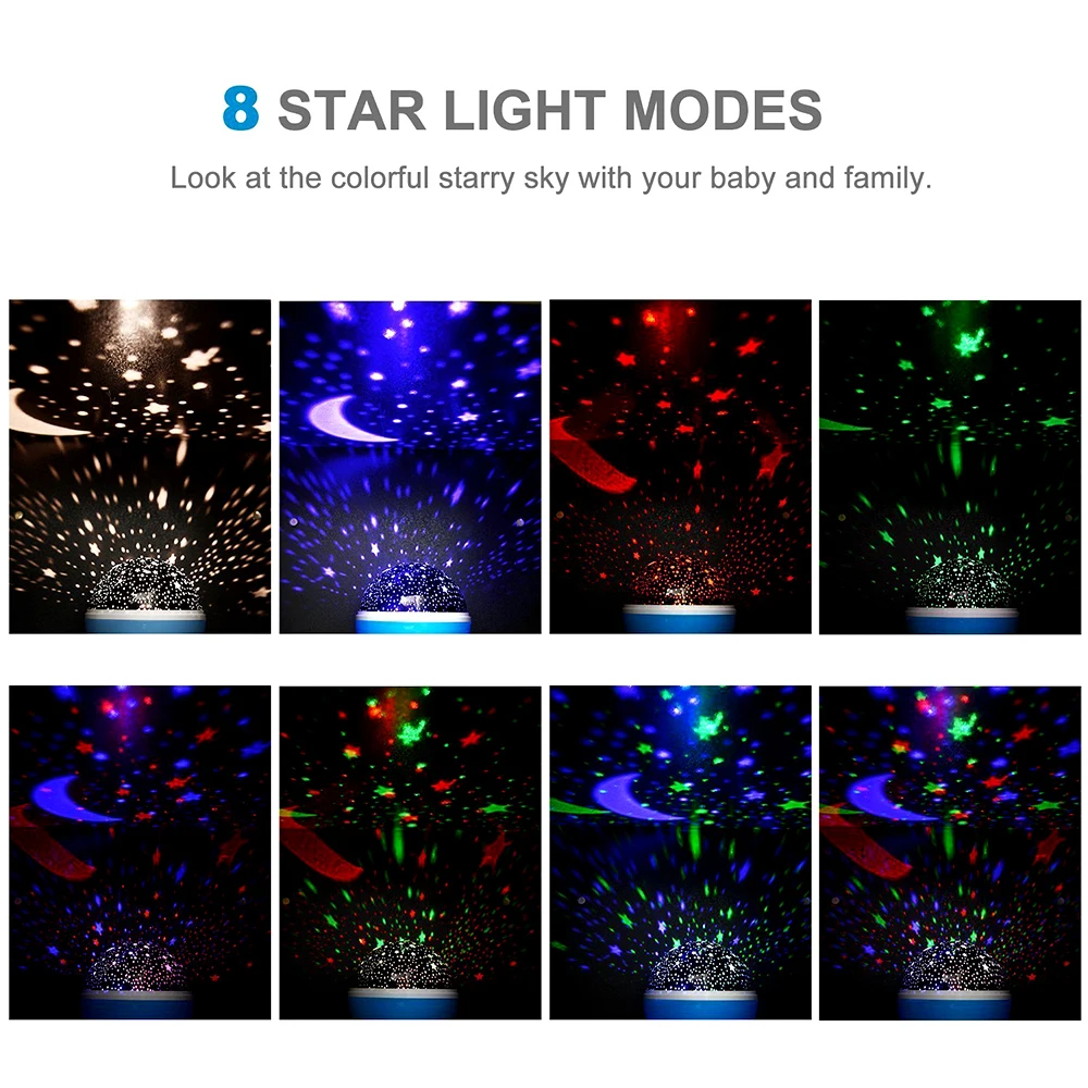 Starry Projector Night Children Room Star Nightlight Projector with Battery Powered USB Charged Bedroom Decor Starlight Lights