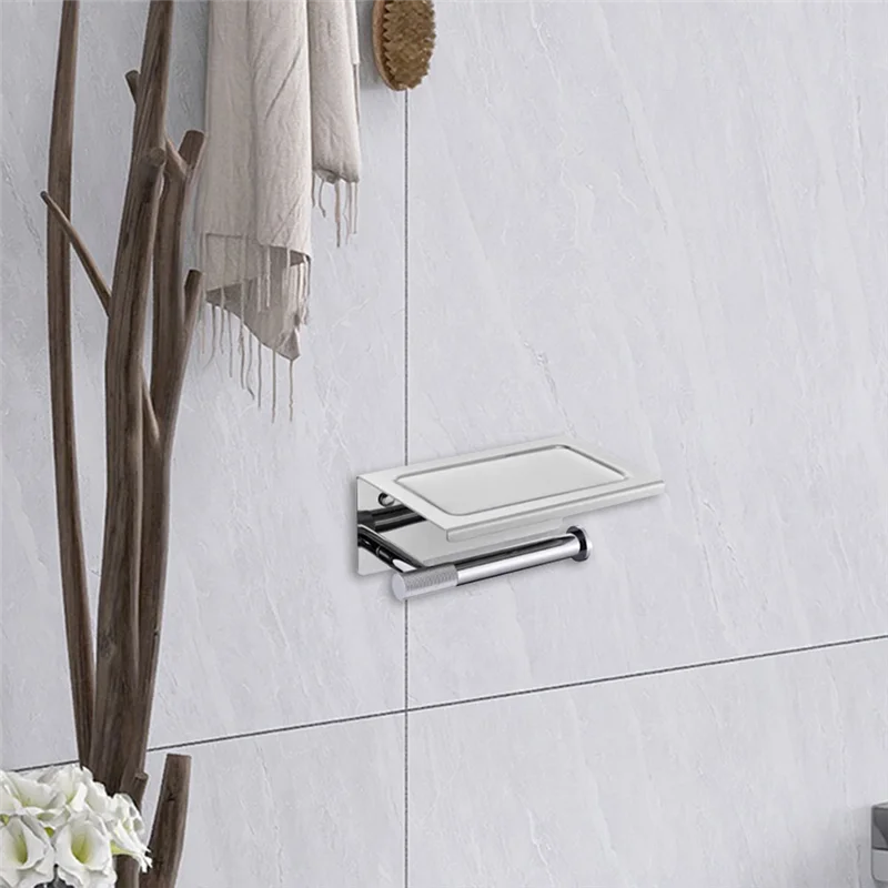 

ABJO-Настенный двойной держатель для унитаза из нержавеющей стали, полка для рулонной бумаги в ванной комнате, подставка для мобильного телефона для домашнего использования