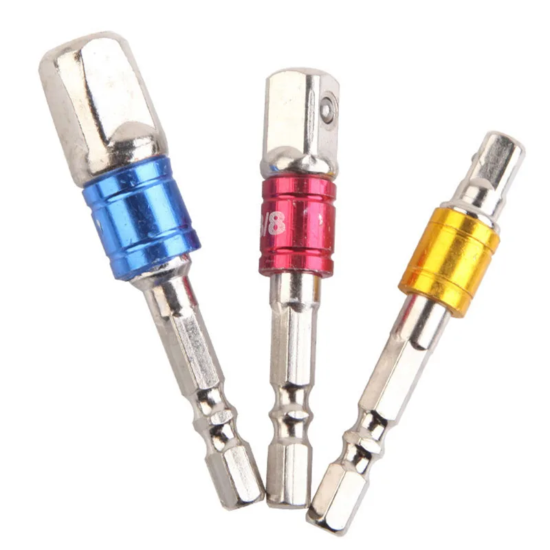 3Pcs/Set Alloy Steel Socket Adapter Hexagonal Screwdriver Conversion Connecting Rod 1/4 " 3/8 " 1/2" Electric Tool Accessories