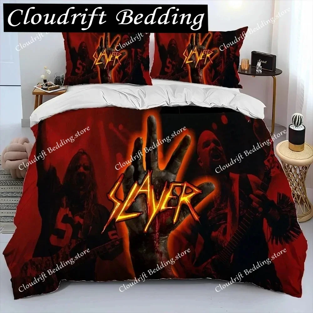 

Slayer Heavy Metal Band Music Comforter Bedding Set,Duvet Cover Bed Set Quilt Cover Pillowcase,King Queen Size Bedding Set Gift0
