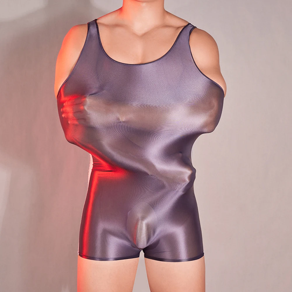 男性用の光沢のある伸縮性のあるボディ,セクシーな下着,透明なボクサーパンツ,ゲイのバルジレオタード,レスリング,シングレット
