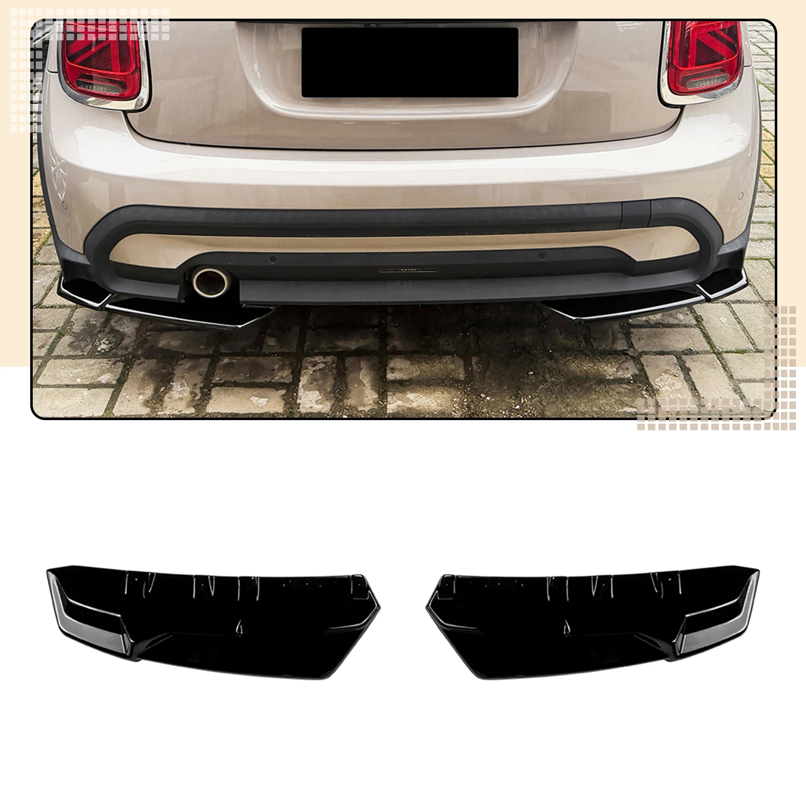 

For Mini Cooper F55 F56 F57 2014-2021 Rear Bumper Side Lip Spoiler Bracket Splitter Apron