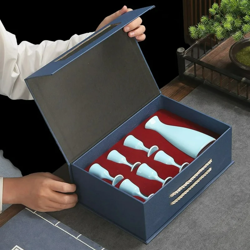 

Japanese Sake Bar Set Ceramic Wine Set Wine Pot Cup Sake Dispense Household Restaurant Party Drinking Barware Set Gift 2025 New
