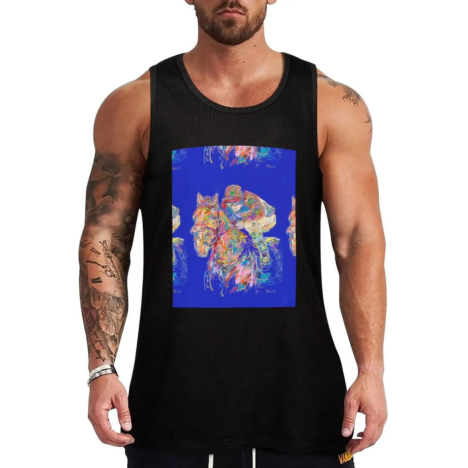 Blue rider Tank Top Neutral Print Tank Top Simple Graphic Sleeveless Wear