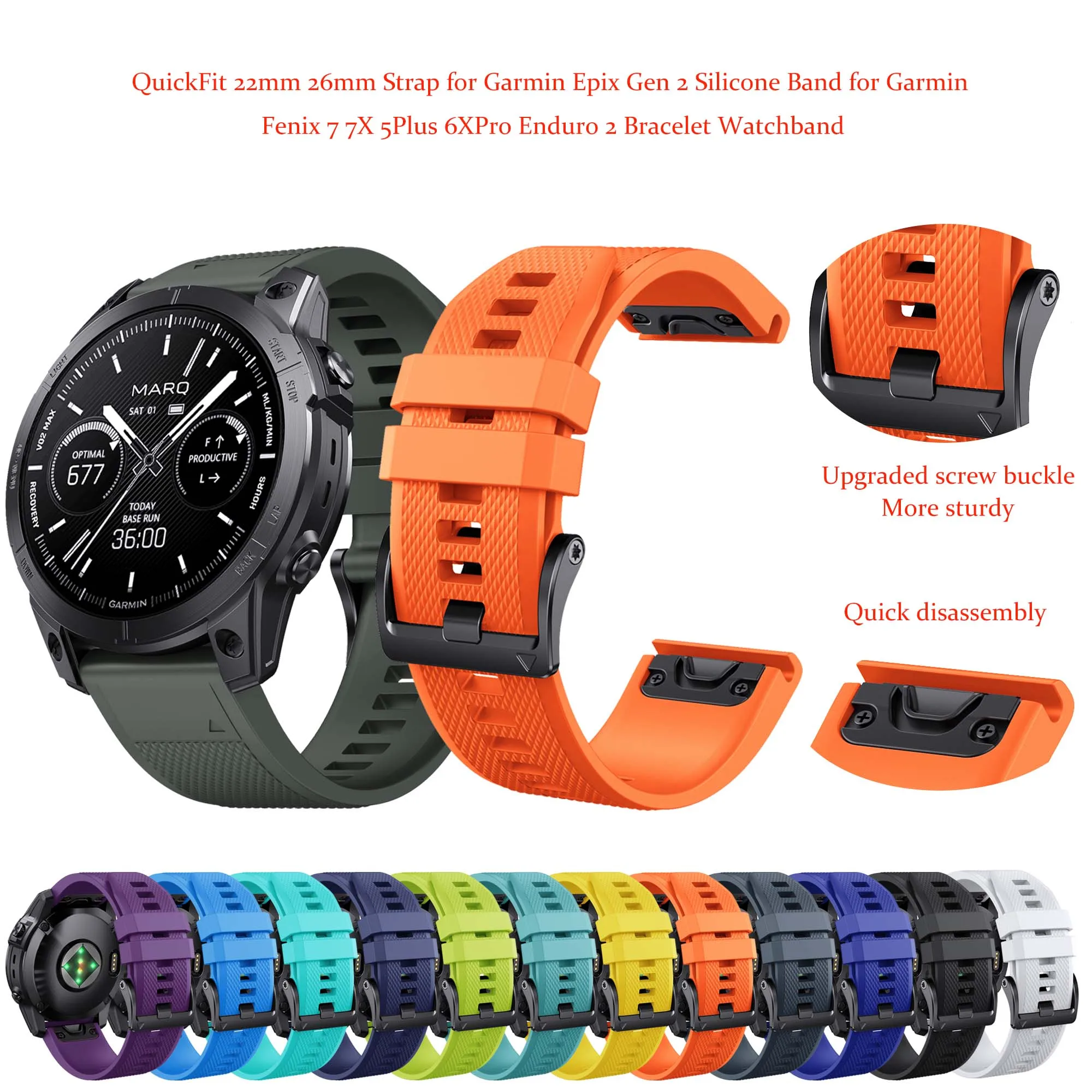 

22/26mm Quick Detachable Wristband Strap for Garmin Fenix 7 7X 5Plus 6XPro Replacing The Strap of a Sports Watch