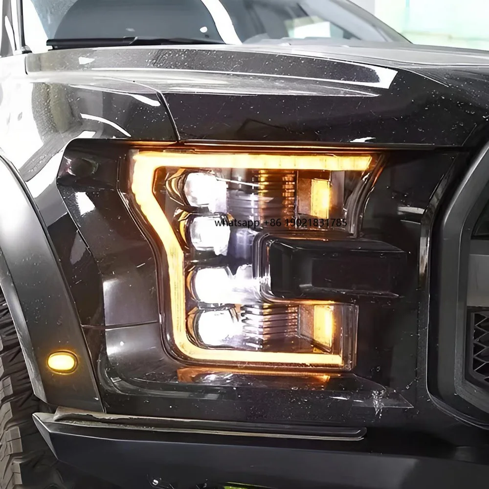 KGKB LED Headlights Assembly for  Raptor F150 2015-2020 High Quality Start Animation Four Projector Lens 6000K Plug & Play