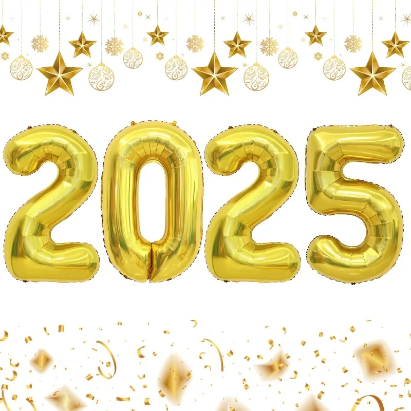 2025 Balloons,40 Inch Number Balloons,Gold Foil Happy New Year Balloon for New Year Eve Party Supplies New Years Decorations