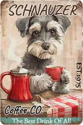 Metal Signs Schnauzer Coffee Co Vintage Signs Retro Aluminum Tin Sign for Toilet Washroom Garden Home Bar Cafe Decor 8x12 Inch