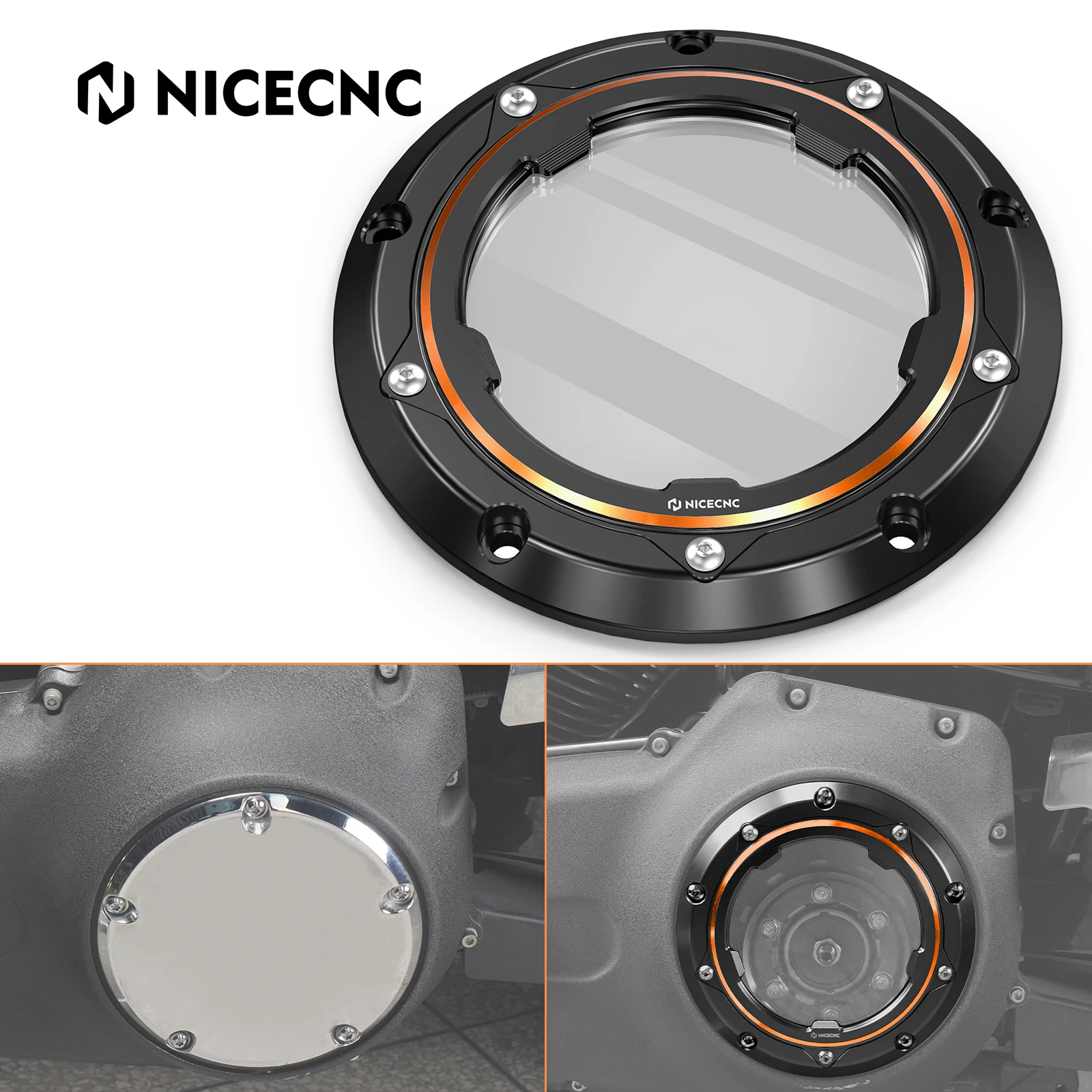 

For 2006-2017 Harley Dyna Street Bob FXDB Transparent Engine Clutch Cover for Dyna Fat Bob FXDF 2008-2017 Wide Glide FXDWG 99-17