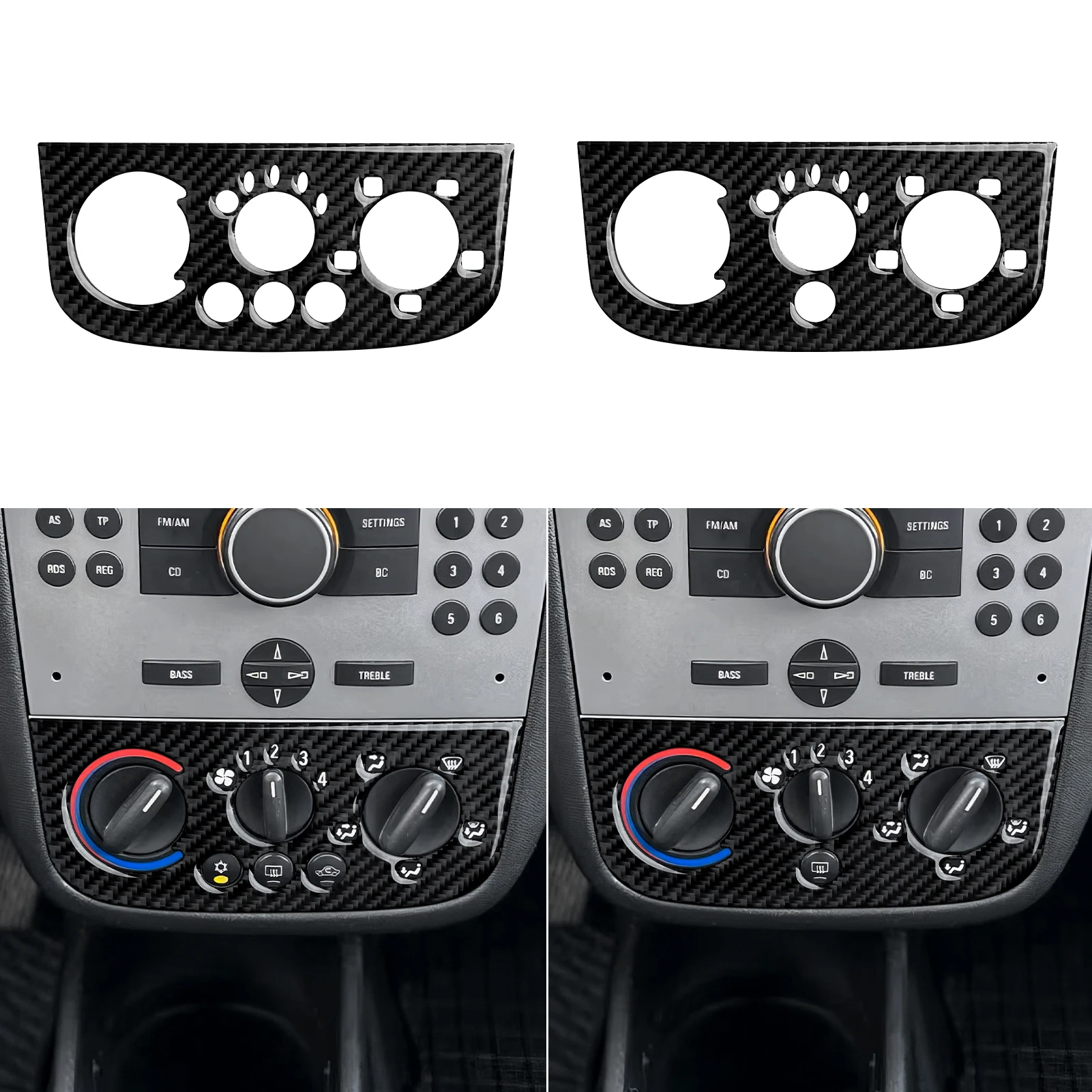 Panel de Perillas para Consola Central de Coche. Adhesivo Interior de Fibra de Carbono. Para Chevrolet Combo Corsa Montana Tornado Tigra TwinTop Trim.