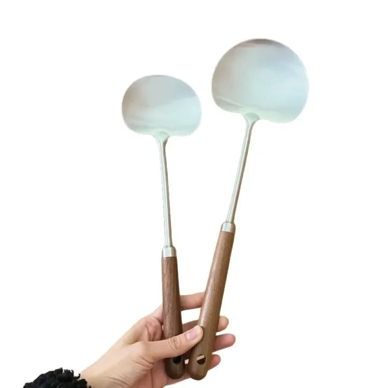 

304 stainless steel walnut mushroom shovel non-stick pan special shovel wok household mini
