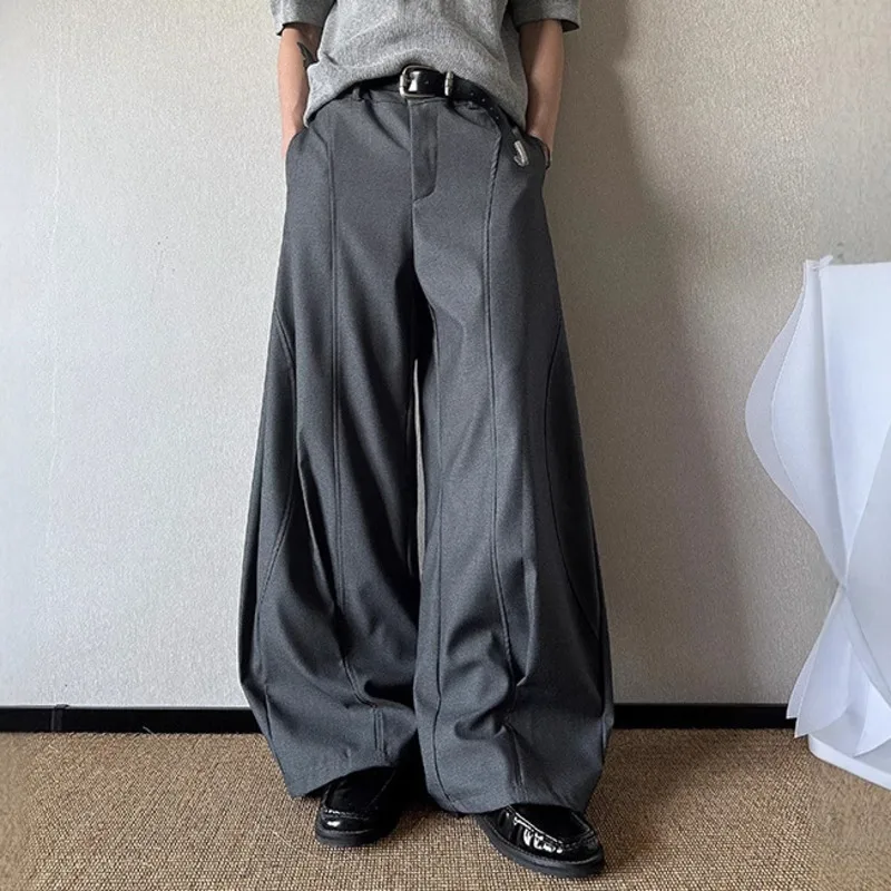 WVGA Spring Autumn New Man Y2K Draped Three-Dimensional Pleated Trendy Niche Chic Casual Floor-Length Wide-Leg Suit Pants W12701