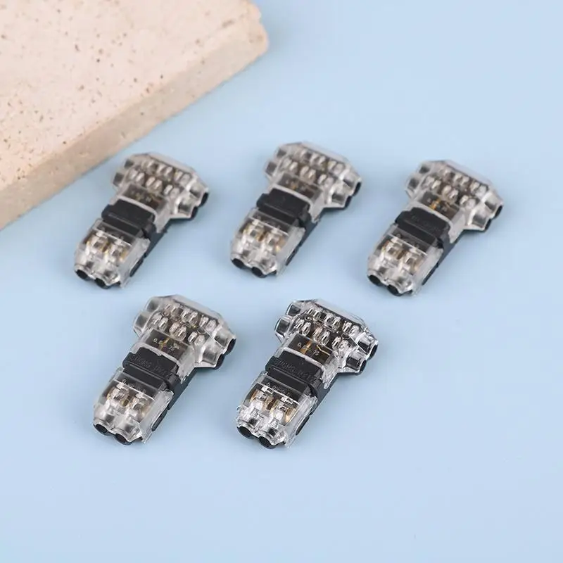 10Pcs Wire Cable Snap In T2 Connector No-solder No-peel Quick Terminal Connections Joiners Auto Plug Electrical Accessories