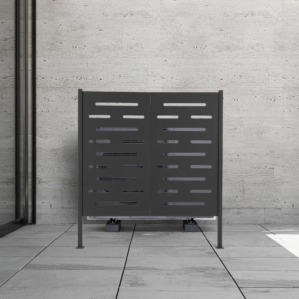 3パネル鉄製エアコンフェンススクリーン、42 * 42 * 45インチ屋外エアコンユニットエンクロージャー（パティオ、裏庭、庭用）