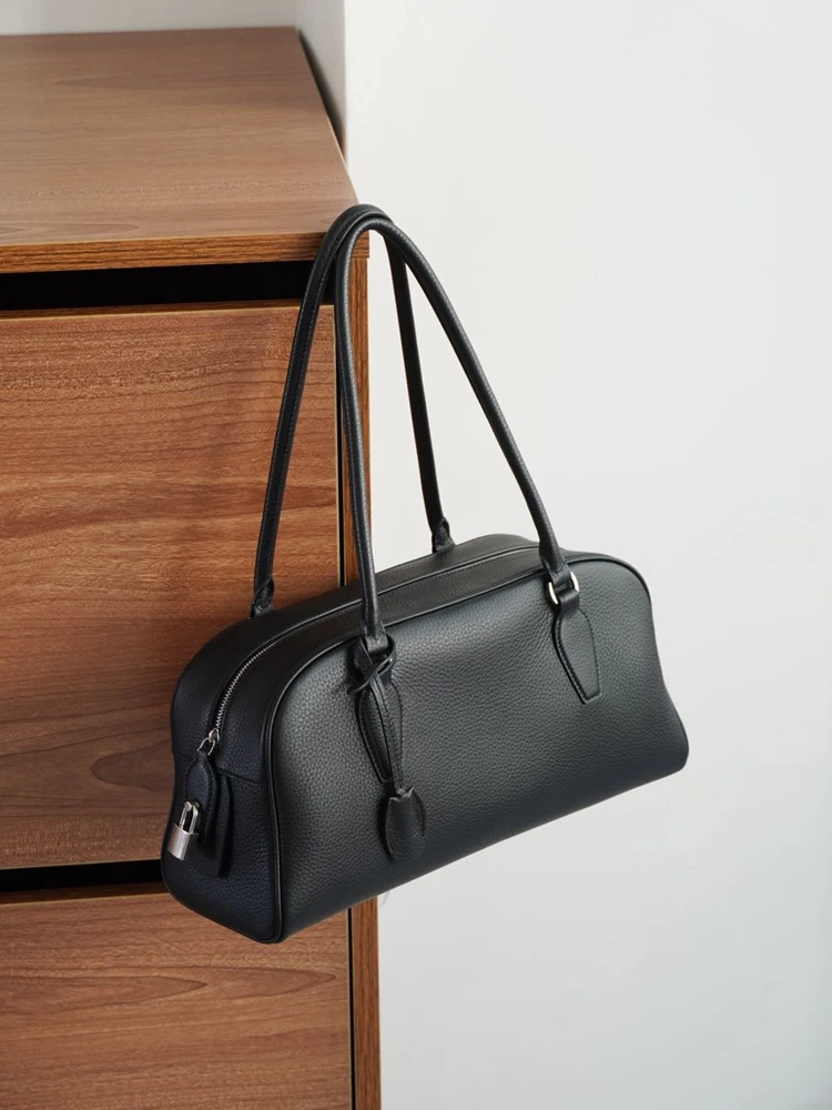 Bolso de mano de concha único y sencillo a la moda, bolso de cuero auténtico para mujer, bolso de hombro de cuero auténtico para mujer, bolso de hombro de alta calidad
