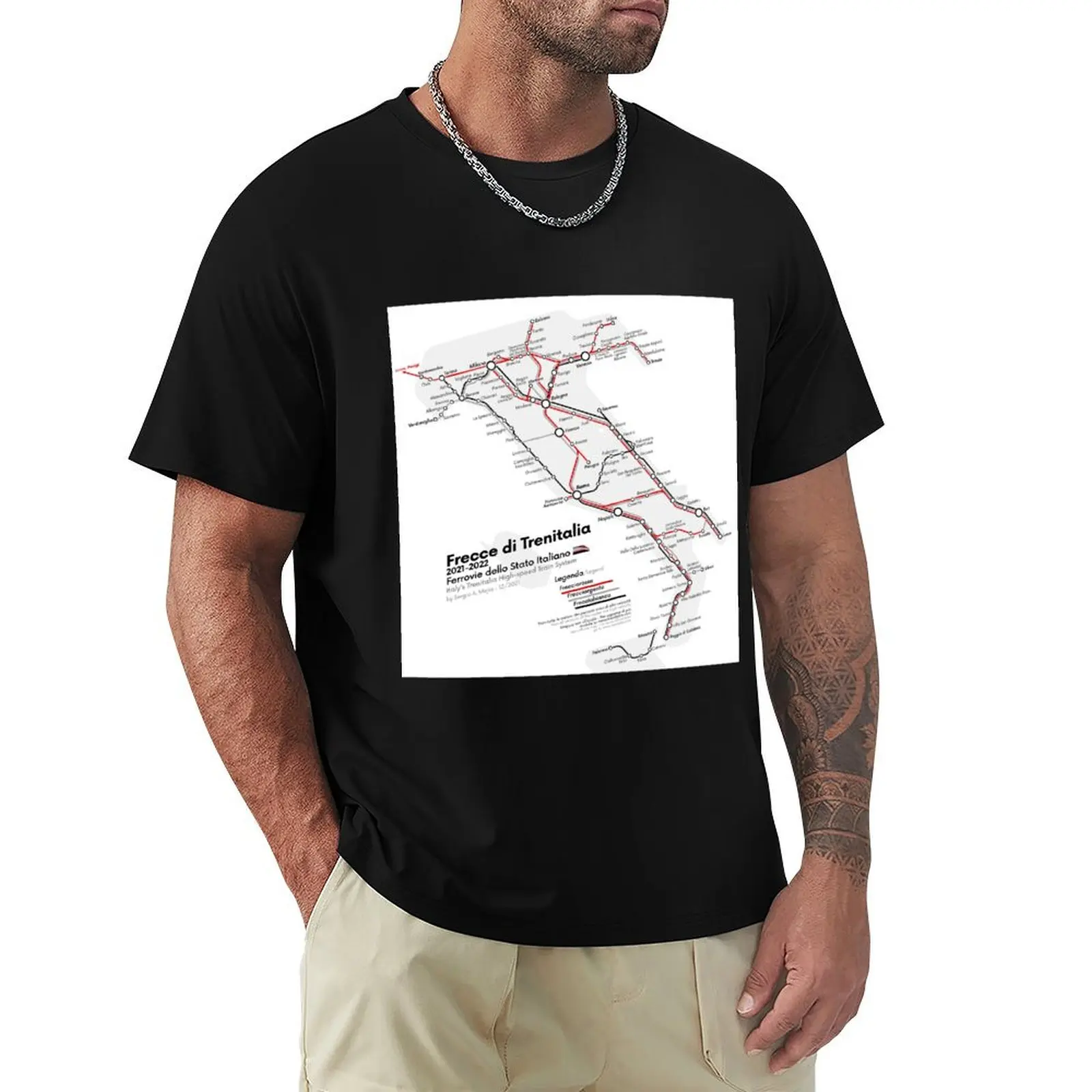 

Italy's Trenitalia High-speed Train System Map 2021-1 T-Shirt Summer Fashion Casual Tee Shirt