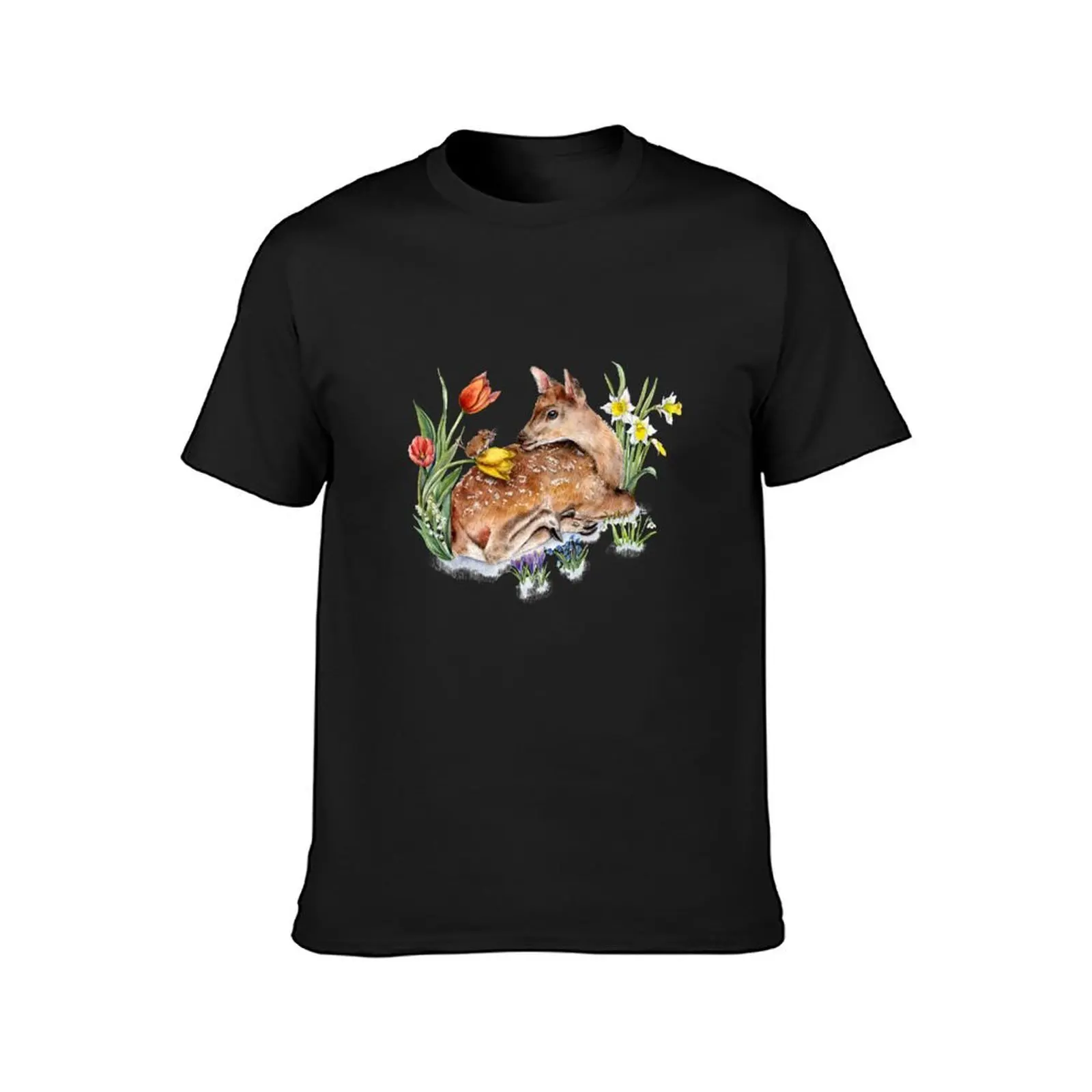 Spring Deer with Harvest Mouse T-Shirt shirts graphic tees vintage quick drying t shirts for men pack