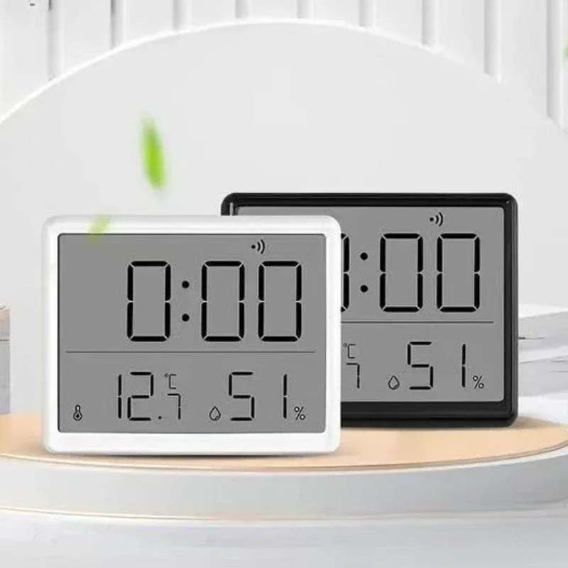 Novo Relógio Digital de Parede com LCD Grande de 3,7 Polegadas, Termômetro de Umidade, Calendário, Display Magnético, Despertador, Ferramenta Doméstica