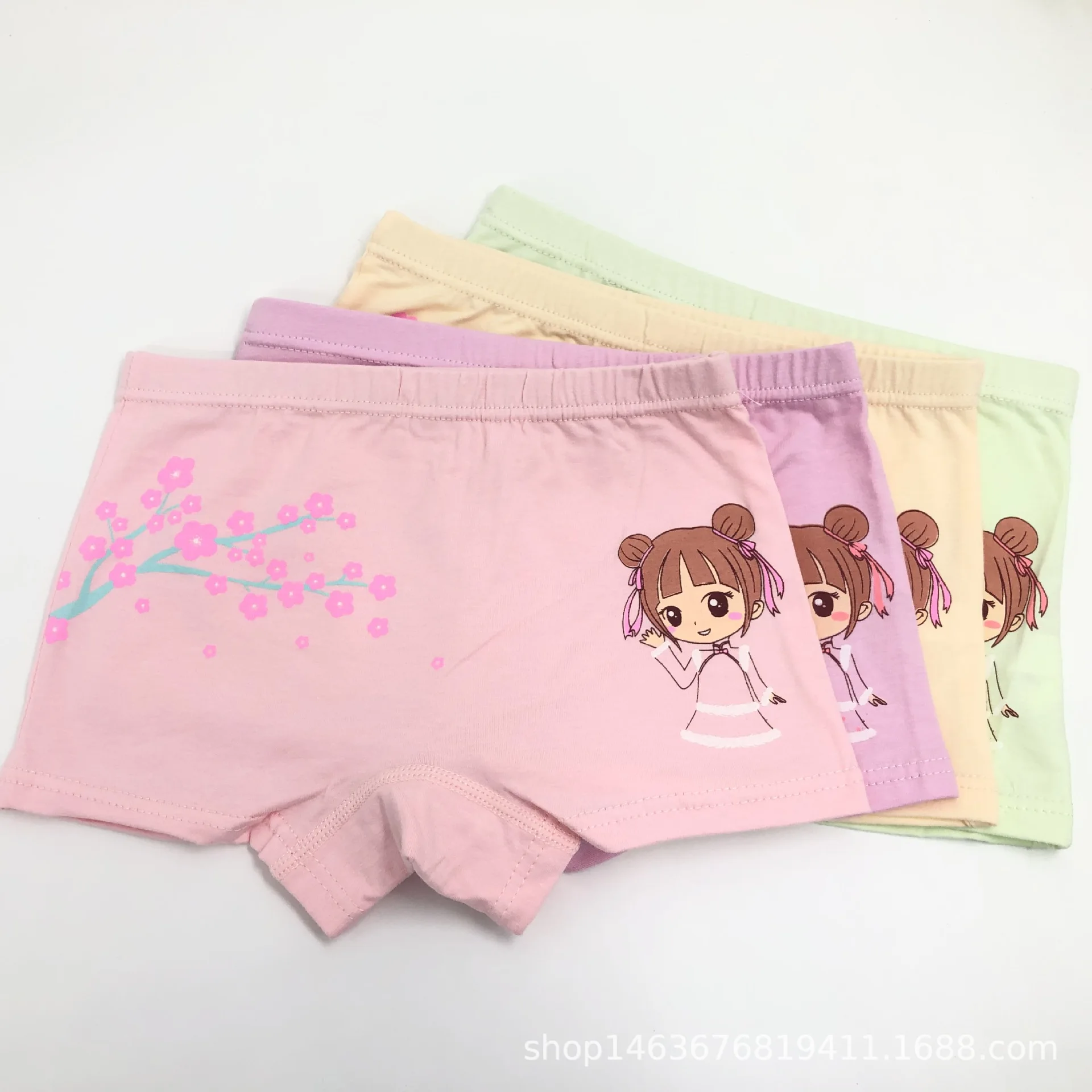 4Pcs Baby Girls Cartoon Printing Underpants Kids Underwear Cotton Panties Toddler Children Underwear 3-8Years 2024