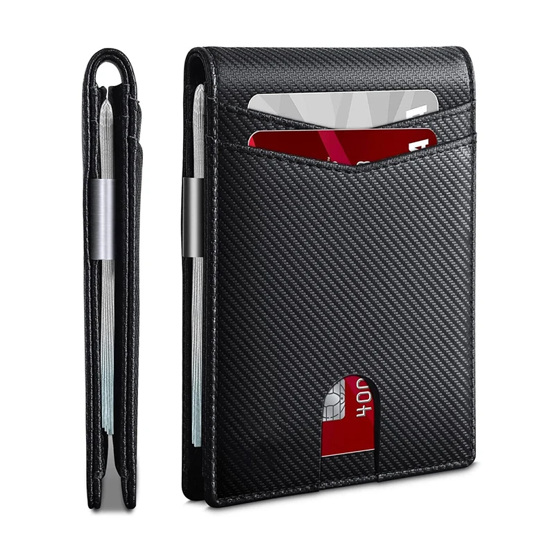 Rfid Luxury Brand Men's Wallets Money Clip Luxury Hand Bag Slim Thin Carbon Fiber Man Card Holder Bifold Wallet for Men Gift