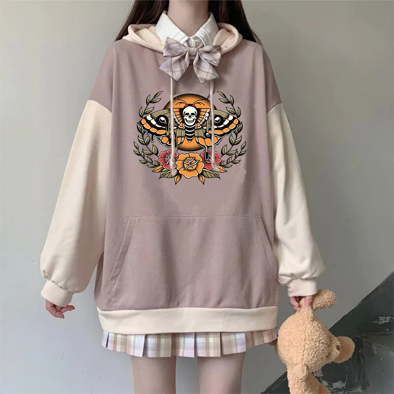 Women's Gothic Creative Butterfly Pattern Printing Pullover, Y2K Streetwear, Loose Hoodies, Harajuku, Retro Clothing, Fashion