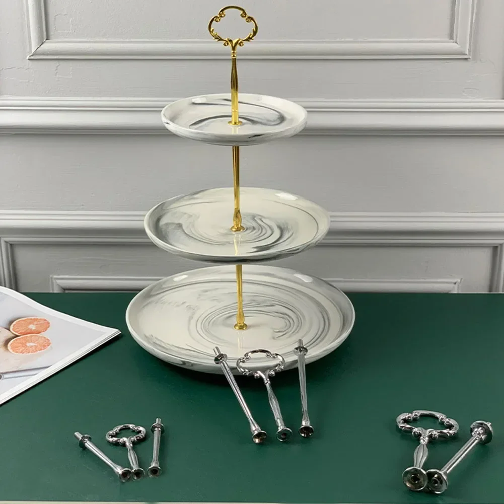 2/3 Tier Cake Plate Stand Handle Cake Stand Hardware Holder For Wedding Party Making Resin Cupcake Dessert Platter Serving Stand