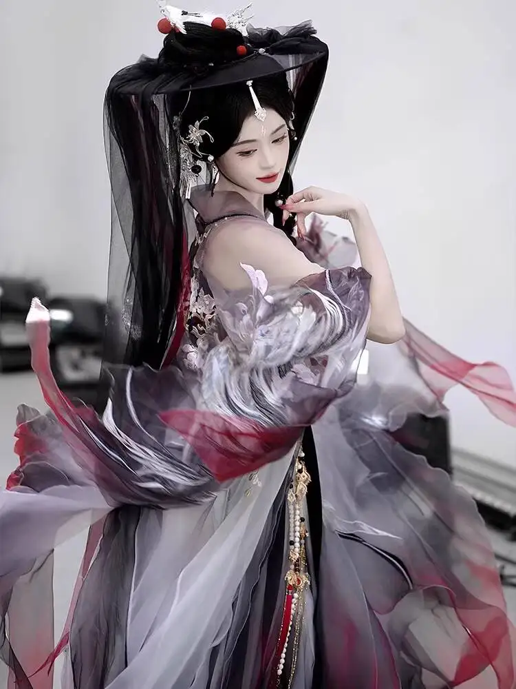 

Halloween Couple's National Style Grand Ceremony Show Model Mythical Series Heavy Embroidery Large Sleeve Shirt Hanfu Cosplay