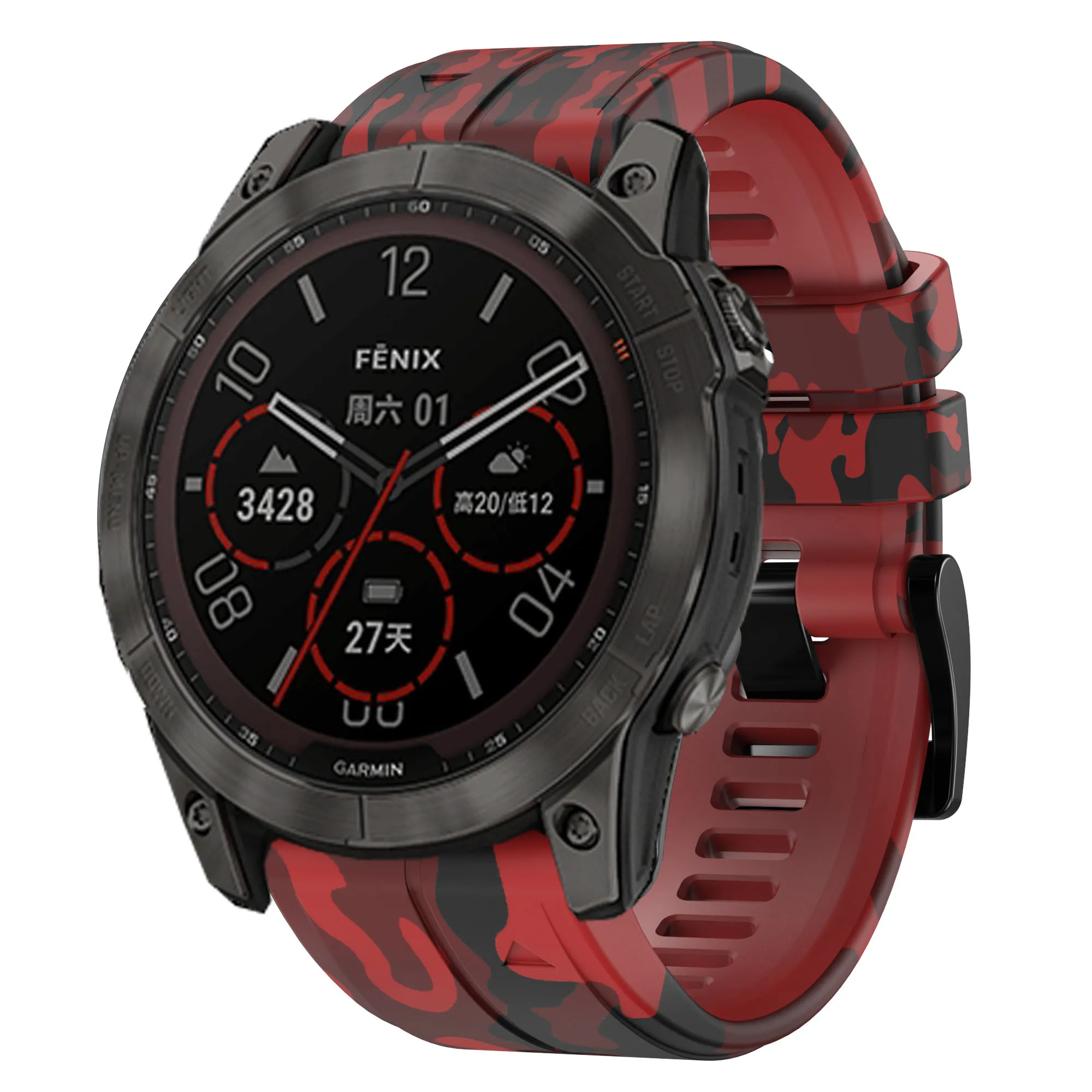 22 26 mm silikonowy pasek zamienny z nadrukiem kamuflażu do opaski Garmin Fenix 8 47 51 mm 7 7X Pro 6 6X Pro 5 5X Plus QuickFit