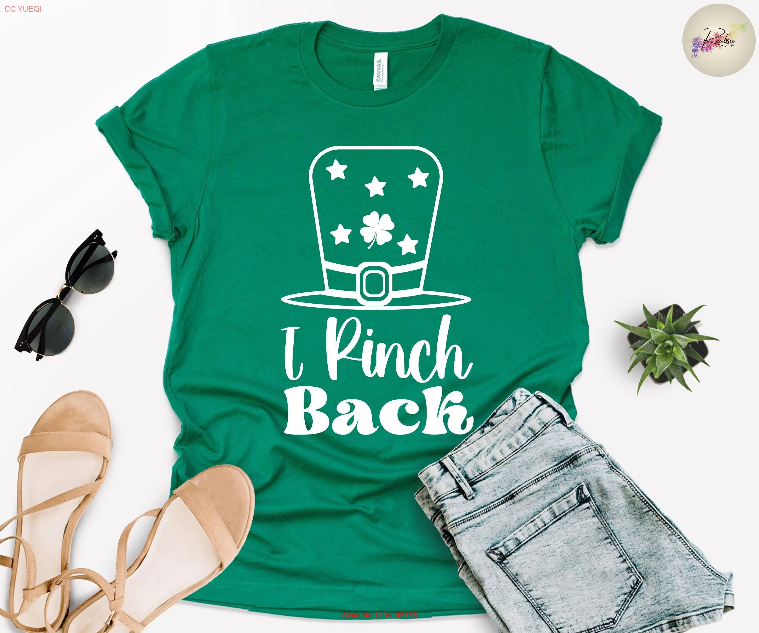 I Pinch Back T Shirt Happy St Patricks Day Luck of Irish Four Leaf Clover Hat Shamrock Feeling Lucky Outfit