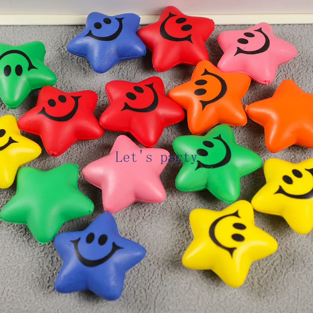 12Pcs Colorful Mini Star Soft PU Sponge Balls Stress Relief Ball Toys for Kids Birthday Party Favors Pinata Filles Goodie Bag