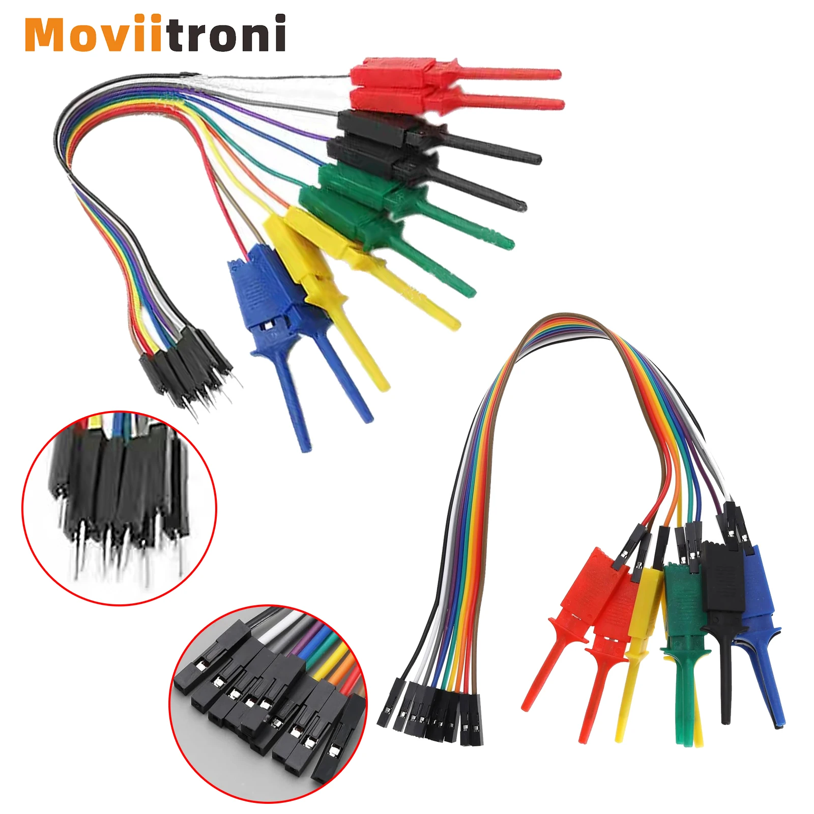 10pcs Logic Analyzer Test Hook Clip Grabber Jumper Wires & Interface Pins SOIC IC Test Hook Clip Jumper for Precision Circuit