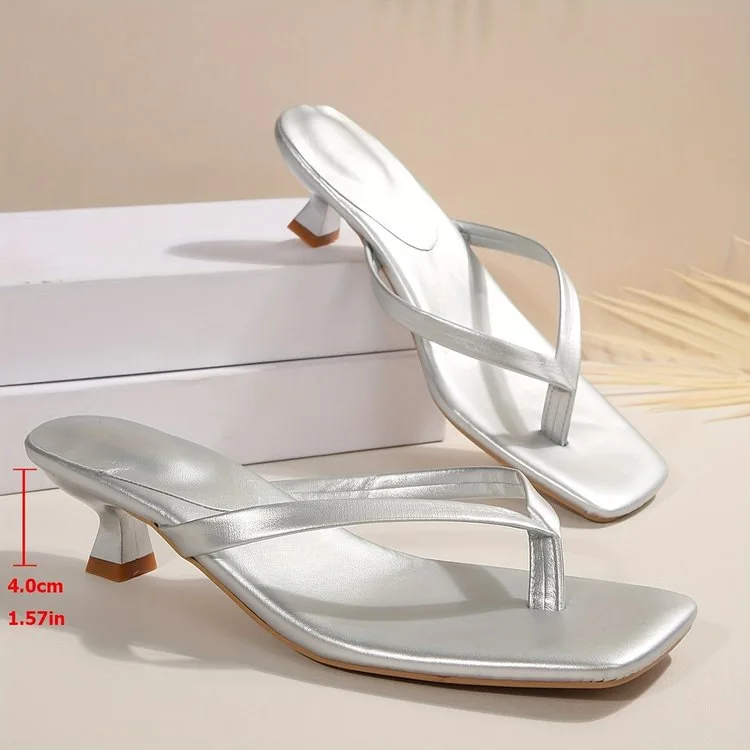10 color flip flops New Summer Square Toe Flip Flops Heel Sandals Women Stiletto Heels Kitten Heel Sandalias Mujer Slipper view 3