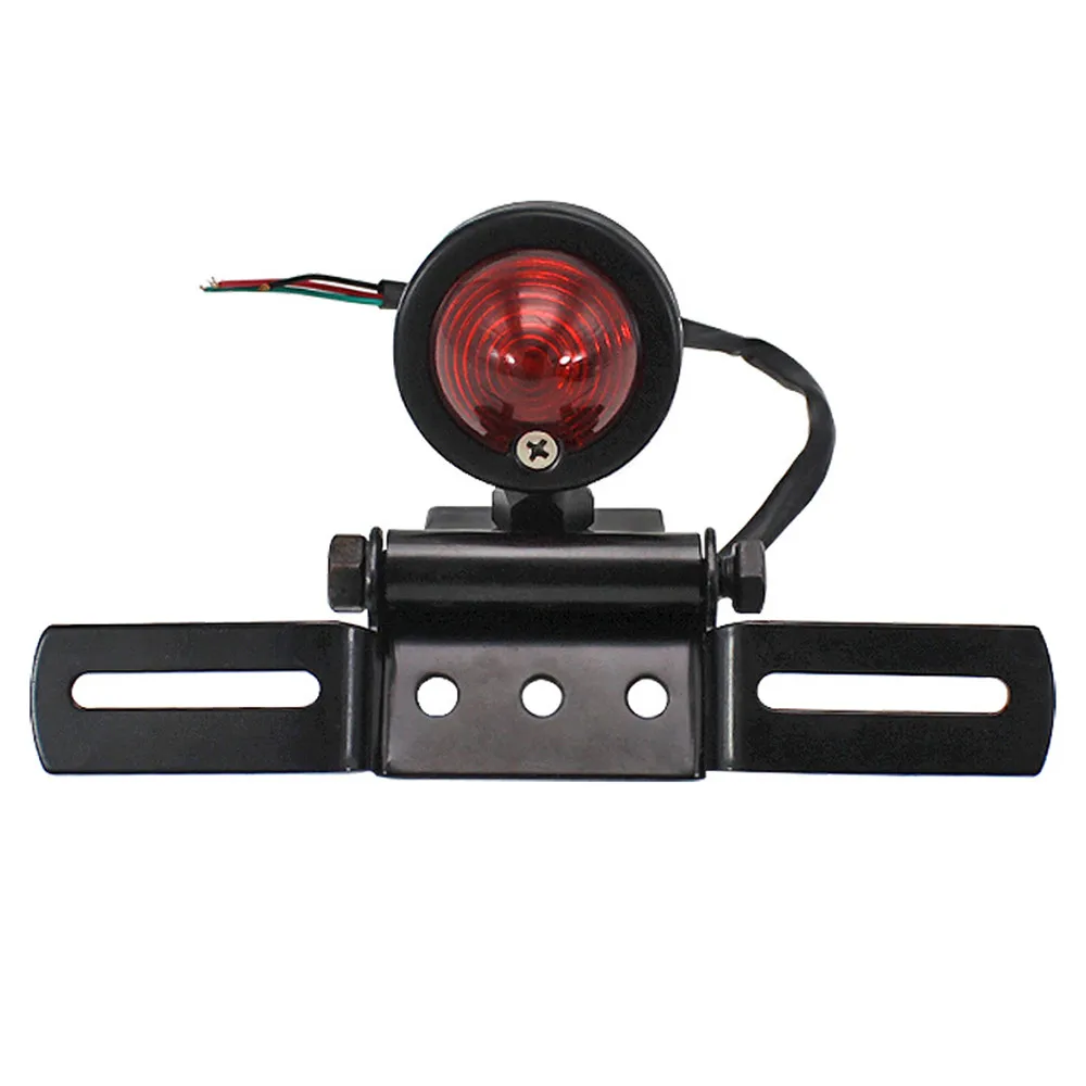 Universal Motorcycle Rear Taillight Brake Stop Light Lamp W/ License Plate Mount Cafe Racer Old School Bobber Touring