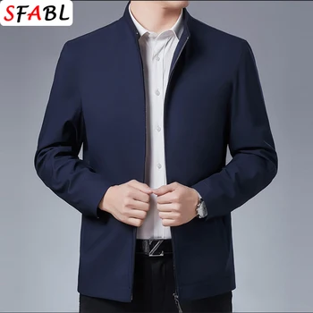 Solid Quality Men's Jacket Business Casual Luxury Blazer for Men Zipper Jacket Office Dress Coat Spring Autumn New Outerwear 3XL 3