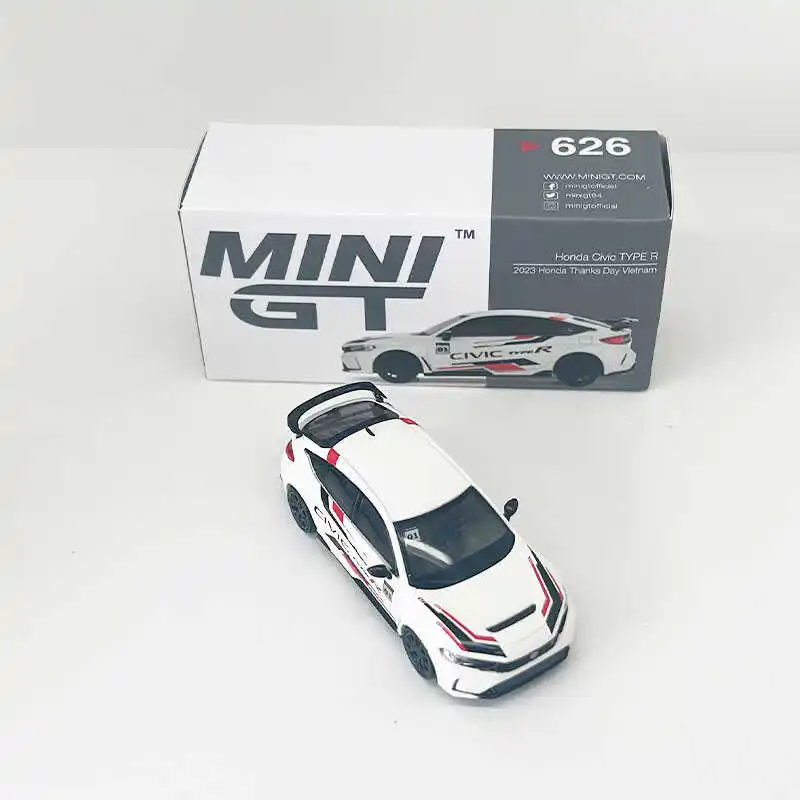 MINI GT 1/64 #626 Civic R 2023 kolekcja aluminiowy Model samochodu prezentowa