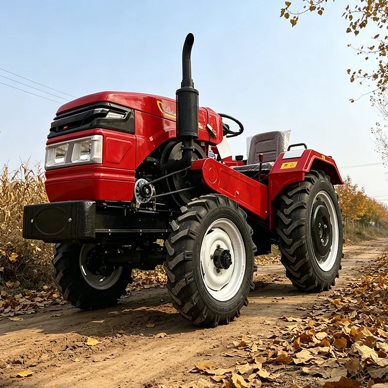 

Customized 35 HP four-wheel tractor for export, ride-on plowing machine, multifunctional wheeled rotary tiller