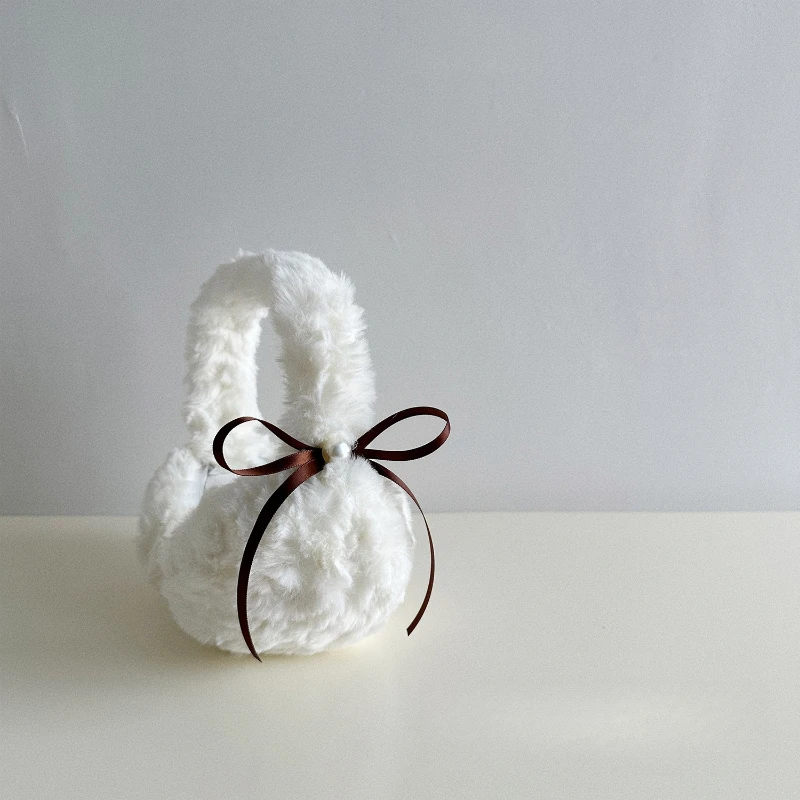 1 шт., зимние теплые плюшевые серьги с жемчугом и бантом для студенток, ветрозащитные теплые серьги с защитой ушей