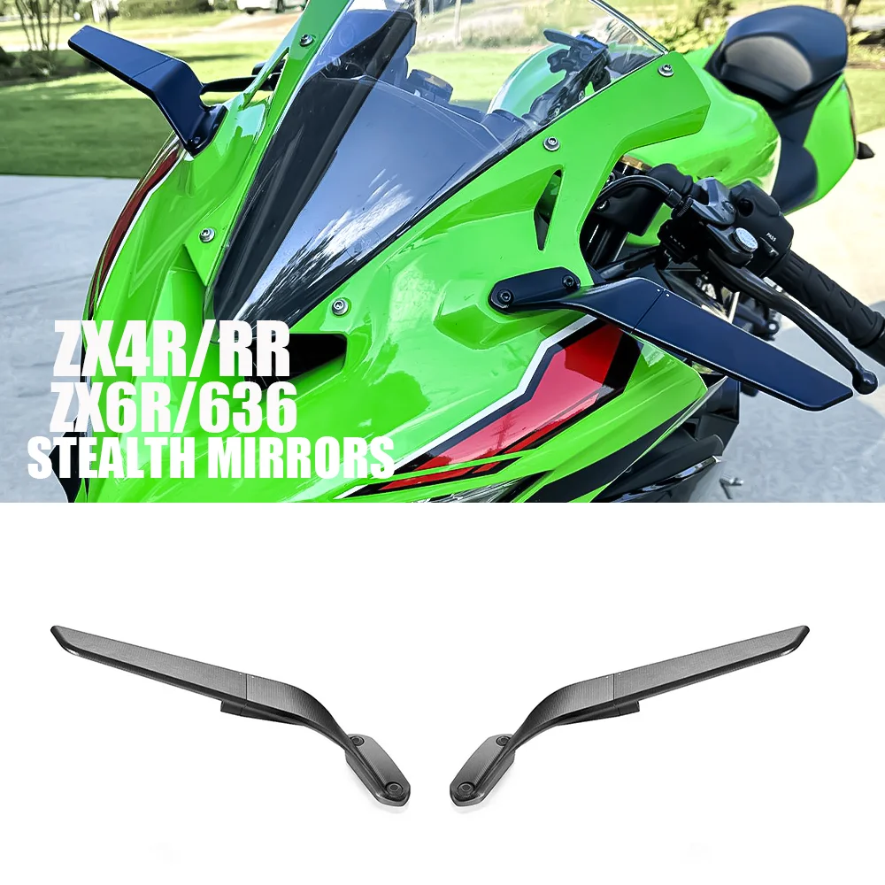 

Rearview Mirrors Stealth Mirrors Sport Winglet Mirrors Adjustable Stealth Mirrors For Kawasaki Ninja ZX4R ZX4RR ZX6R Ninja 636