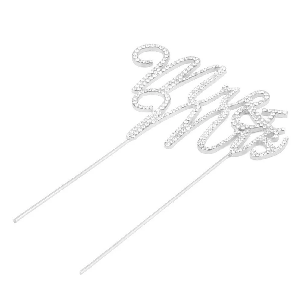 

Silver Alloy Rhinestone Cake Topper for Wedding Birthday Anniversary and Formal Banquet Cake Toppeer