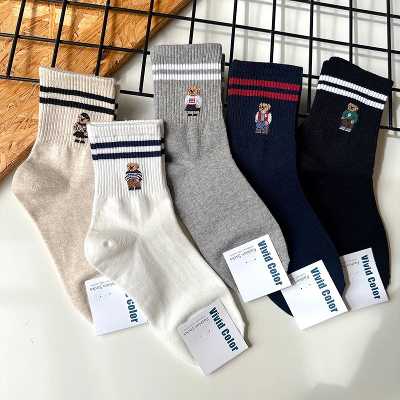 

Высококачественные женские носки с мультяшным дизайном «Элегантная медведица», милые хлопковые носки в стиле Харадзюку, дышащие, оригинальные, для женщин, рождественские подарки