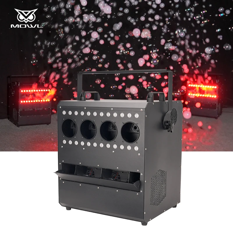 Smoke Bubble Maker Equipment 4 Head 1500W DMX Remote Control RGB  Fog Bubble Machine