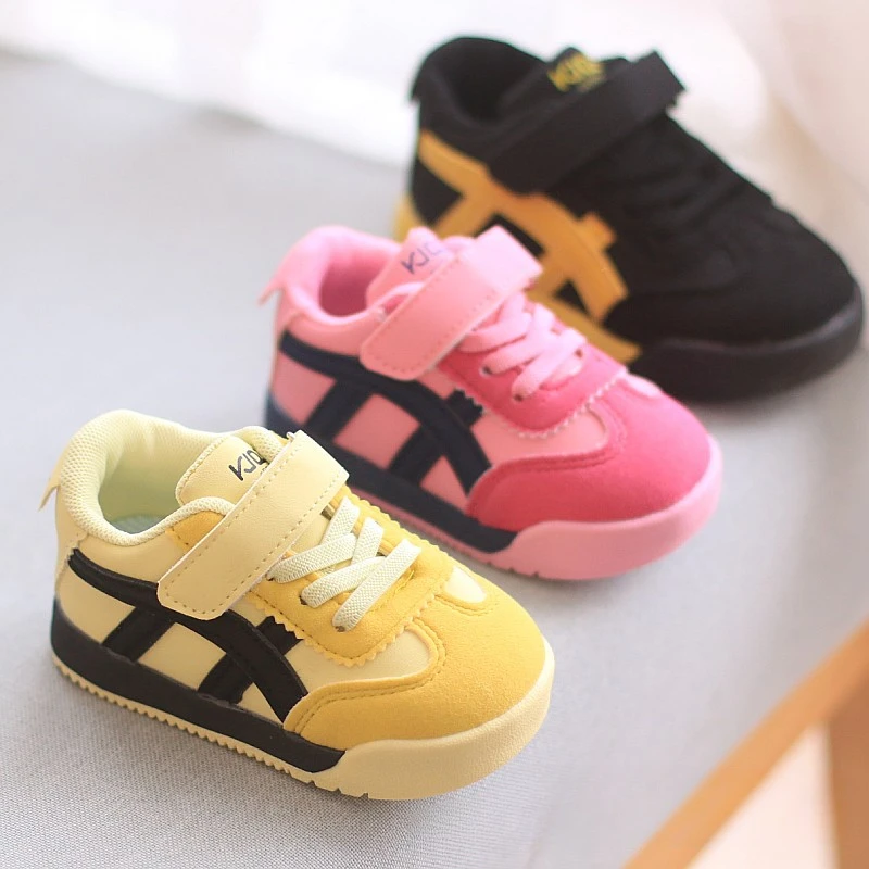 

New Yellow Suede Sneakers Boys Girls Fashion Leather Casual Sports Shoes for Children Comfortable Non-slip Kids Running Shoes
