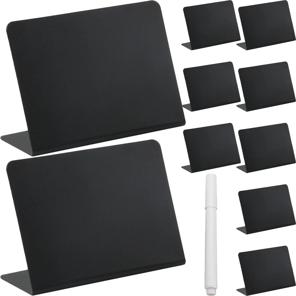 

Mini Blackboard Sign Set Small Chalkboards Desk Table Easel L Shaped Stable Kitchen Notes Food Labels Party Buffet Memo Board