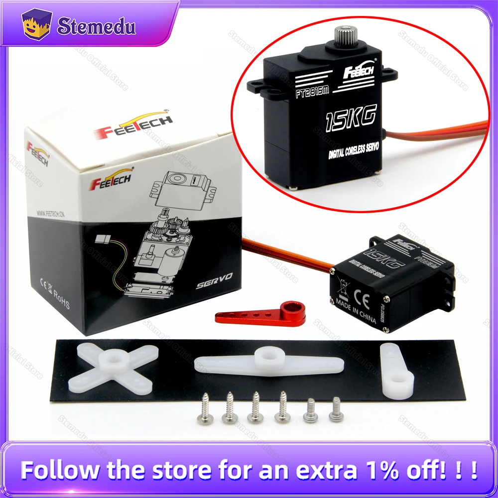 

Feetech 6V-8.4V 15kg.cm Coreless Motor Aluminum-shell Steel Gear Micro Digital Servo 180 Degree for RC 450/470 Radio Helicopters