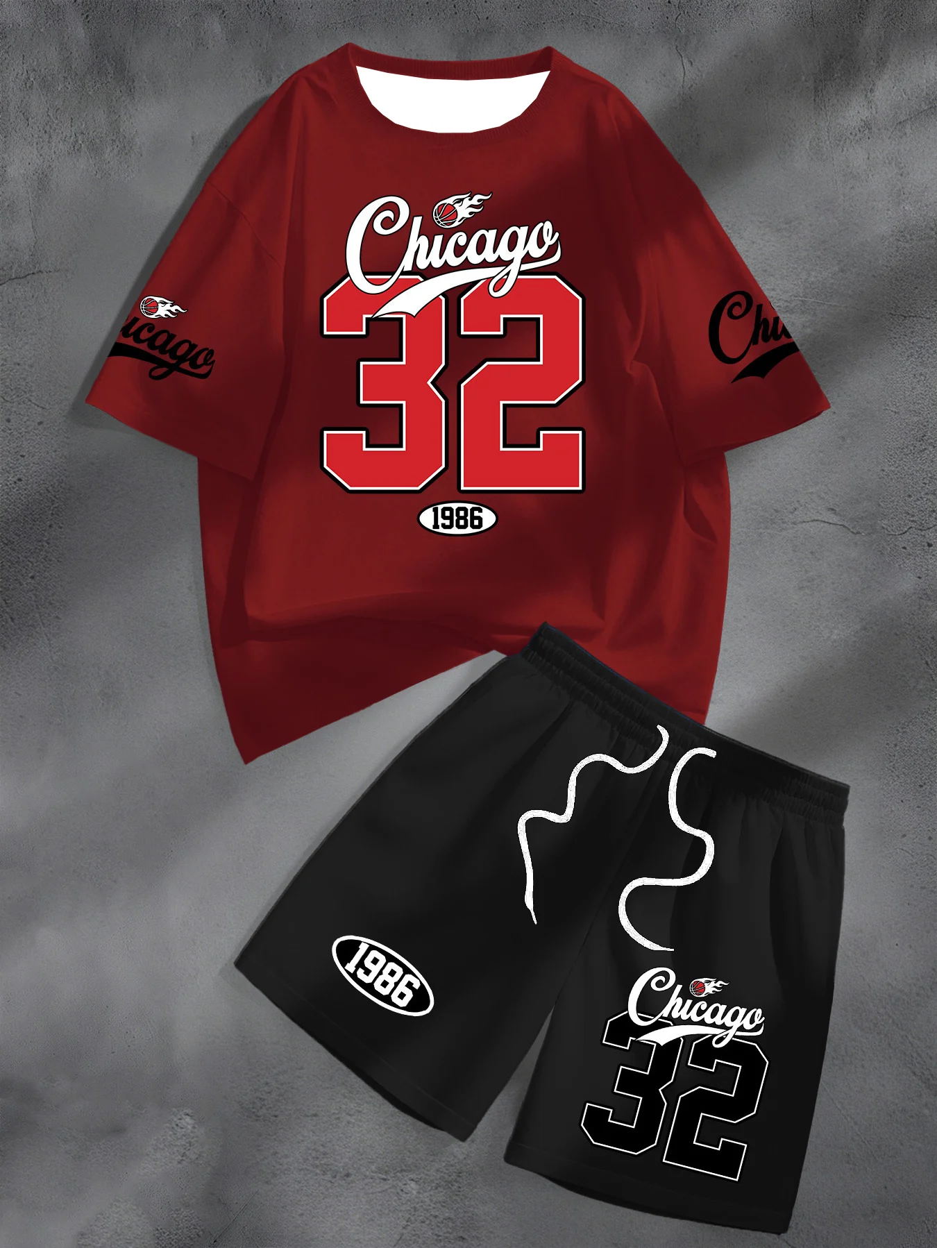 Summer Men's Chicago NO.32 Casual  Short Sleeve T-Shirt And Shorts 2 Pieces Set Sport Women's T-shirt + Shorts Set