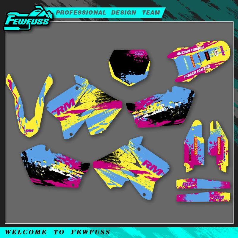 

Fewfuss полный набор графических наклеек, наклейка на мотоцикл, фон, индивидуальный номер, имя для SUZUKI RM125 RM250 RM125 RM250 2001-2012