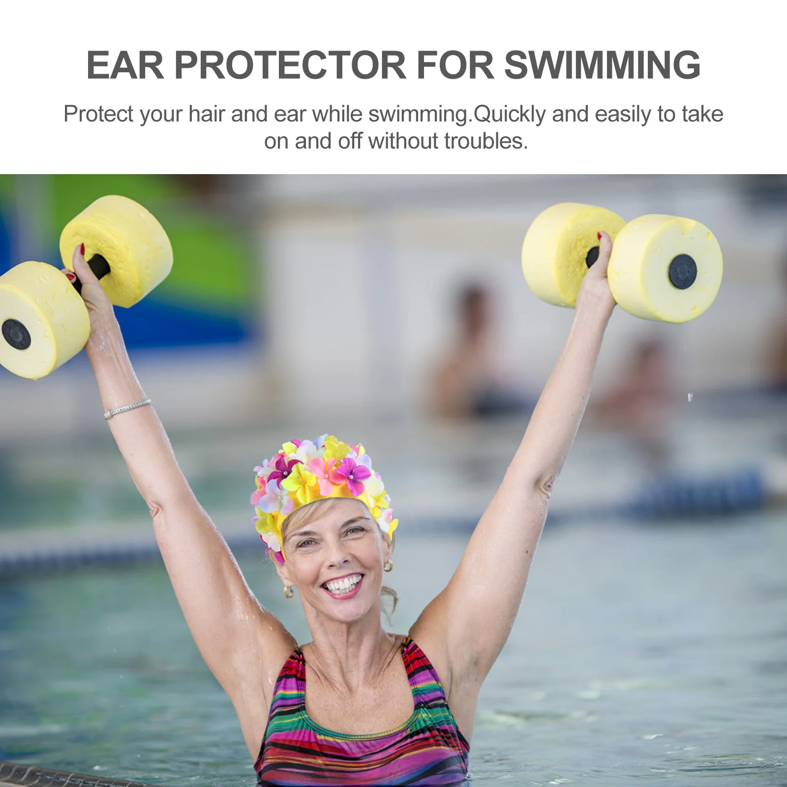 

1pc Women Swim -Friendly Lightweight Flower Design Waterproof Hat Ear Protection Fashion 3D Pool Beach Accessory Adults