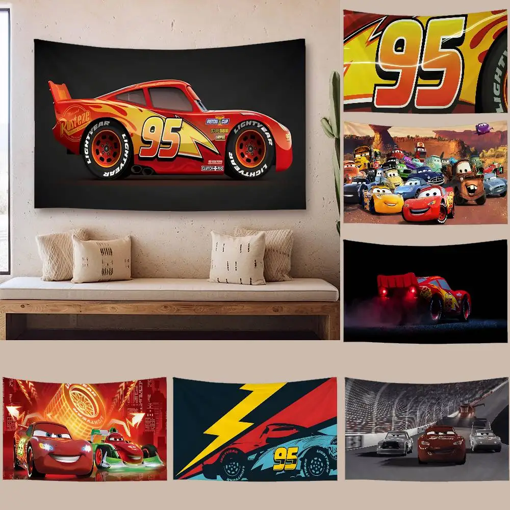 Cars L-Lightning M-McQueens Wandteppich, Wandbehang, Art-Deco-Decke, Vorhang zum Aufhängen zu Hause, Schlafzimmer, Wohnzimmer, Dekoration