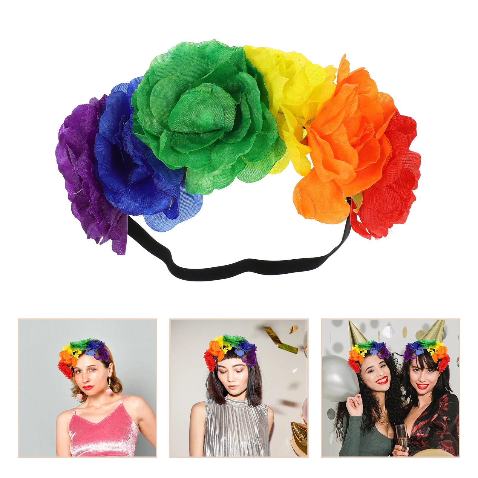 

Rainbow Flower Floral Headband for Women Pride Month Party Accessories Colorful Decorative Pride Decorations Hoop